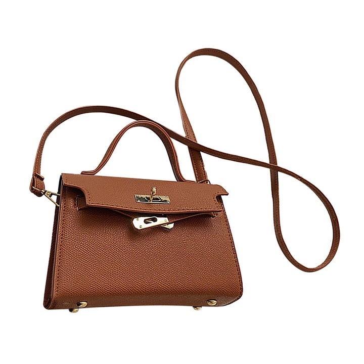 Női mini válltáska, nagy kapacitású, összecsukható kialakítású, barna, 19x13x7cm