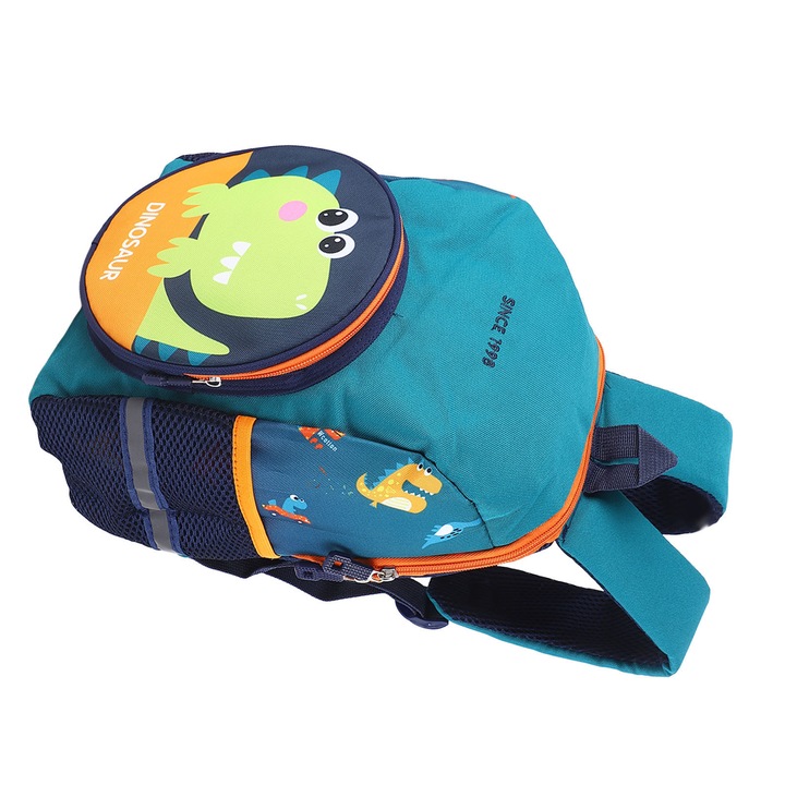 Ghiozdan pentru copii cu model dinozaur, capacitate mare, verde, 3-6 ani