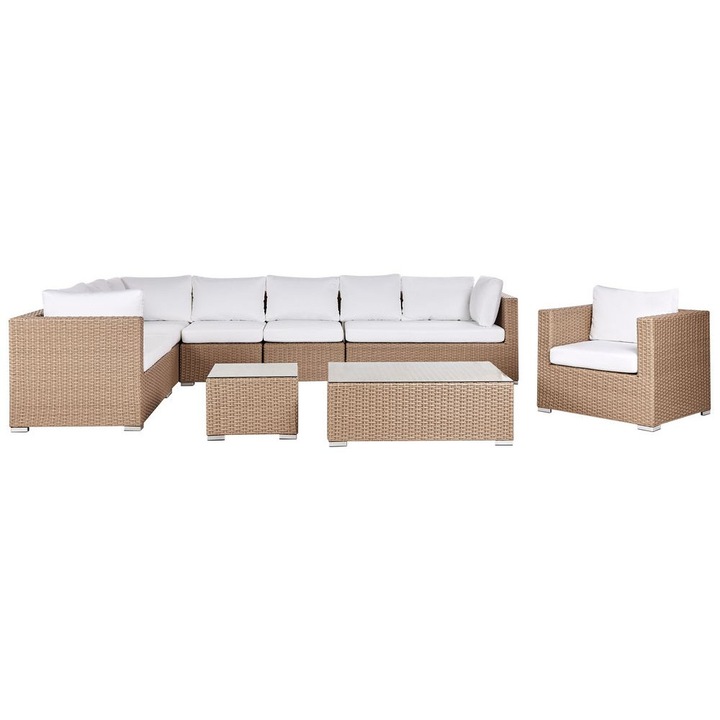 Set lounge pentru gradina cu 8 locuri Xxl Dreapta Modular Ratan sintetic Nisipiu