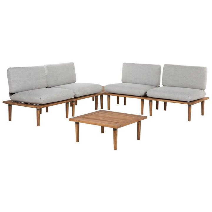 Set lounge pentru gradina cu 4 locuri Frascati Lemn de salcam certificat Gri deschis