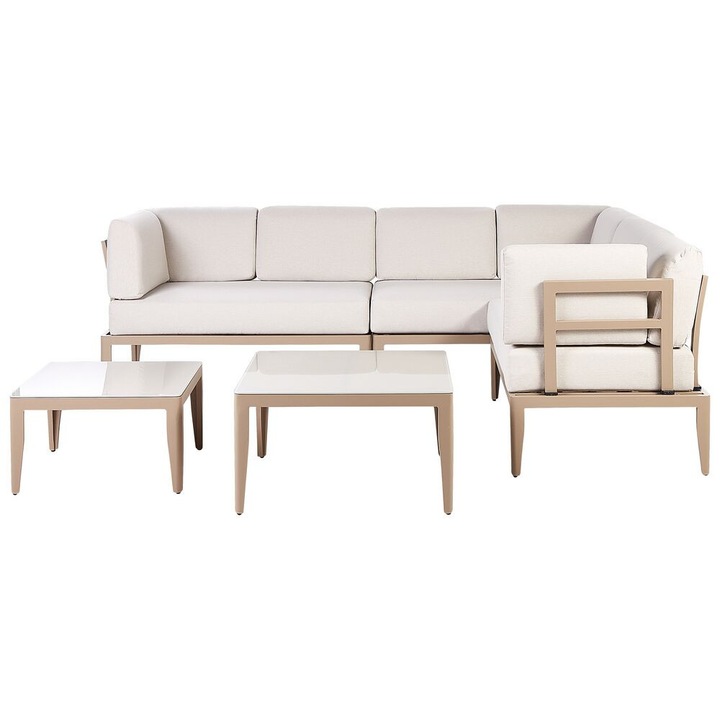 Set coltar pentru gradina cu 6 locuri Rima iii Stanga Metal Bej deschis