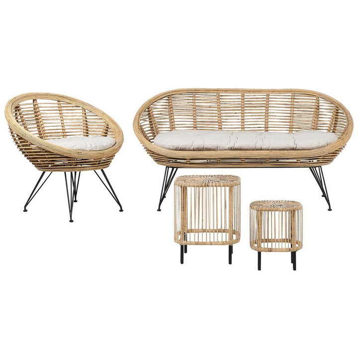 Set lounge pentru gradina cu 3 locuri Maratea/cesenatico Ratan Natural