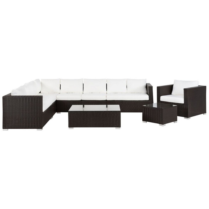 Set lounge pentru gradina cu 8 locuri Xxl Dreapta Modular Ratan sintetic Maro inchis