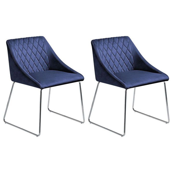 Set de 2 scaune dining Arcata Catifea Bleumarin