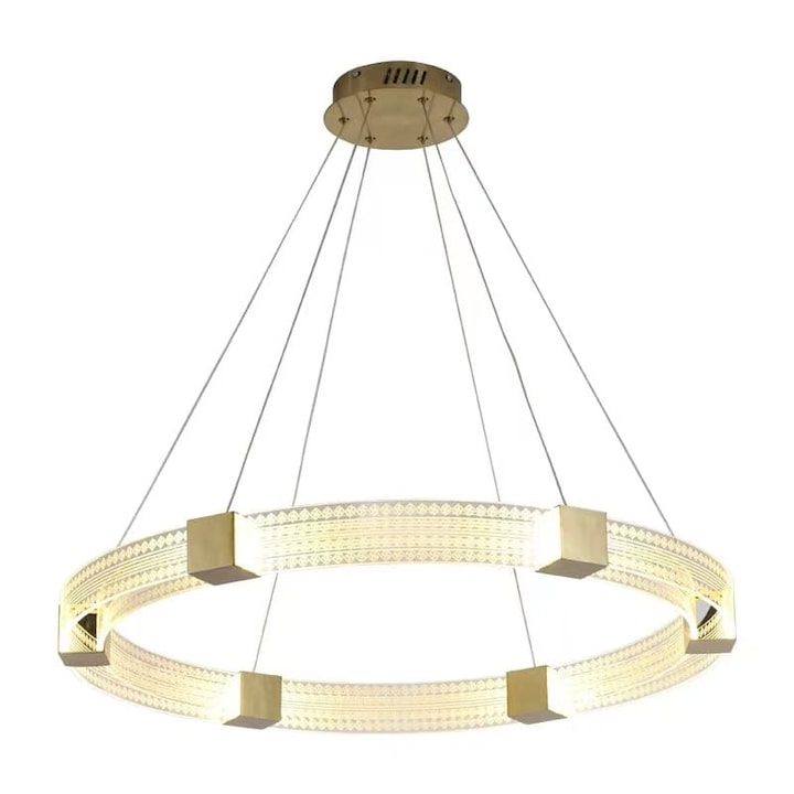 Lustra LED Vitro 50cm, metal, Simig Lighting, sticla acrilica, 40W, 230V, auriu