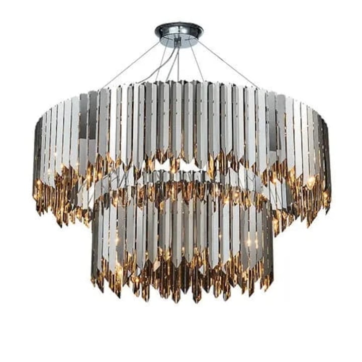 Lustru modern, Simig Lighting, 80cm, crom, 2 niveluri, 800x650mm