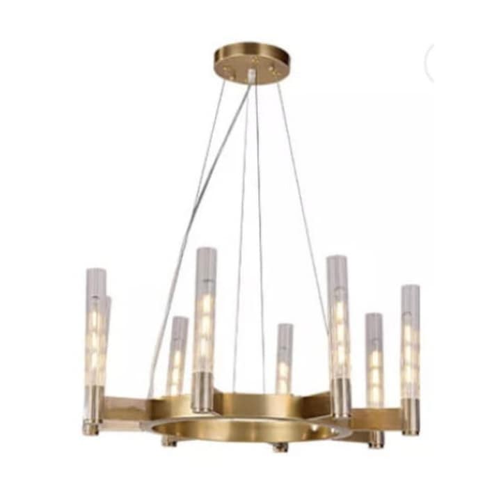 Lustra 65 cm, Simig Lighting, sticla transparenta, metal/sticla, 8xE27