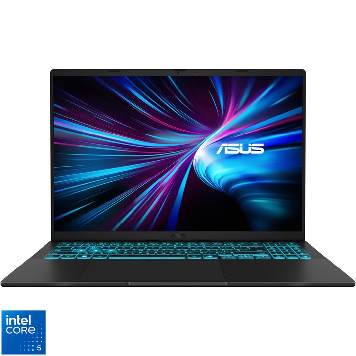 ASUS V16 V3607VU laptop Intel® Core™ 5 210H processzorral, akár 4,8 GHz-ig, 16'', WUXGA, 144Hz, 16 GB DDR5 RAM, 1 TB SSD, NVIDIA® GeForce RTX™ 4050 6 GB GDDR6, operációs rendszer nélkül, matt fekete