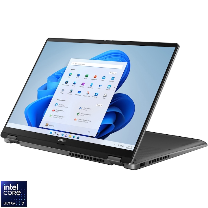 Лаптоп ASUS Vivobook 14 Flip TP3407SA, Intel® Core™ Ultra 7 258V, 14'', WUXGA, OLED, Touch, 32GB LPDDR5x RAM, 1TB SSD, Intel® Arc™ Graphics, Windows 11 Pro, Matte Gray