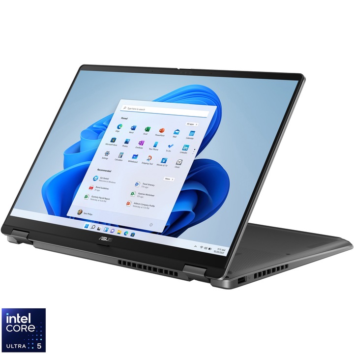 ASUS Vivobook 14 Flip TP3407SA laptop, Intel® Core™ Ultra 5 processzorral, 226V, akár 4,5 GHz-ig, 14'', WUXGA, OLED, érintőképernyős, 16 GB LPDDR5x RAM, 1 TB SSD, Intel® Arc™ grafikus kártyával, Windows 11 Pro, matt szürke