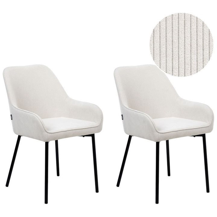 Étkezőszék kétdarabos szettben Loverna Kordbársony Törtfehér