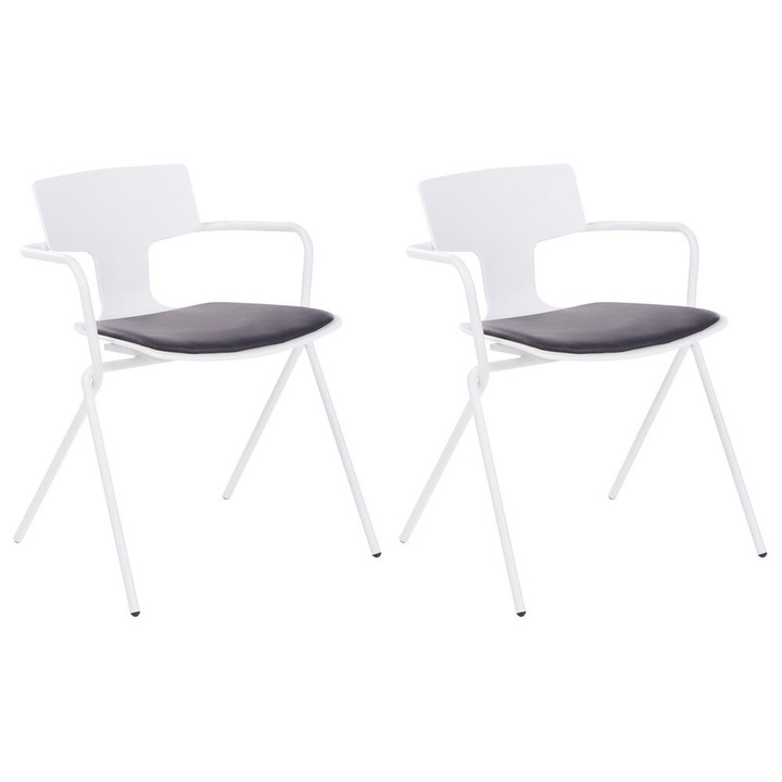 Set de 2 scaune dining Manson Negru/Alb