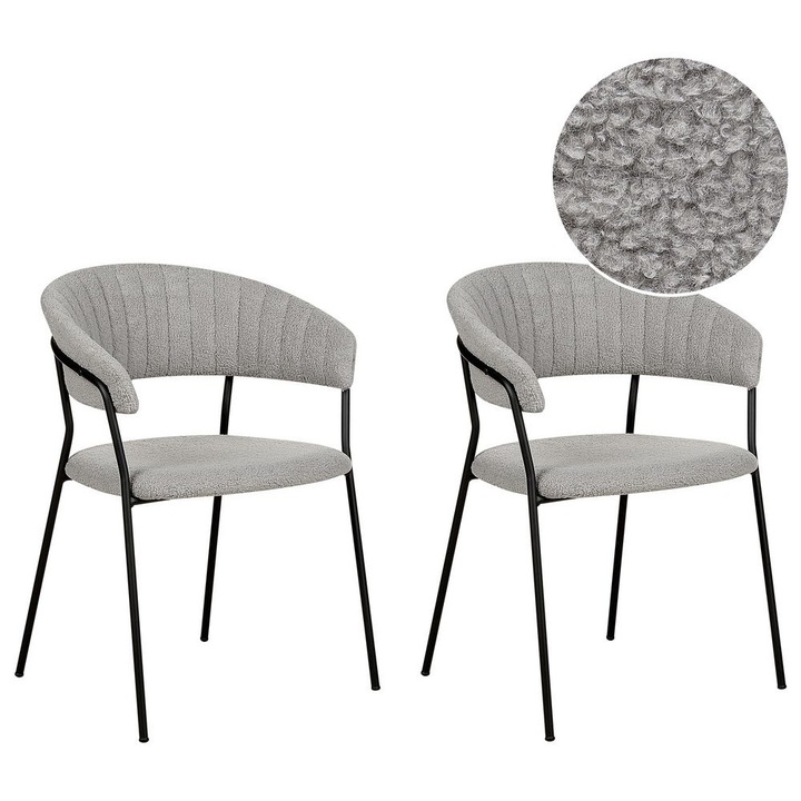 Set de 2 scaune dining Mariposa Boucle Gri
