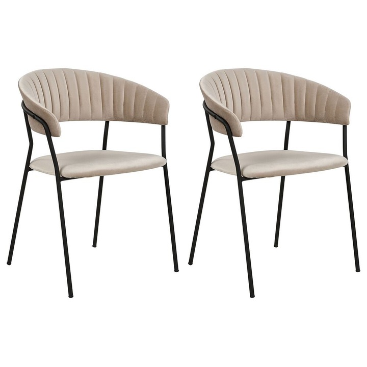 Set de 2 scaune dining Mariposa Catifea Taupe