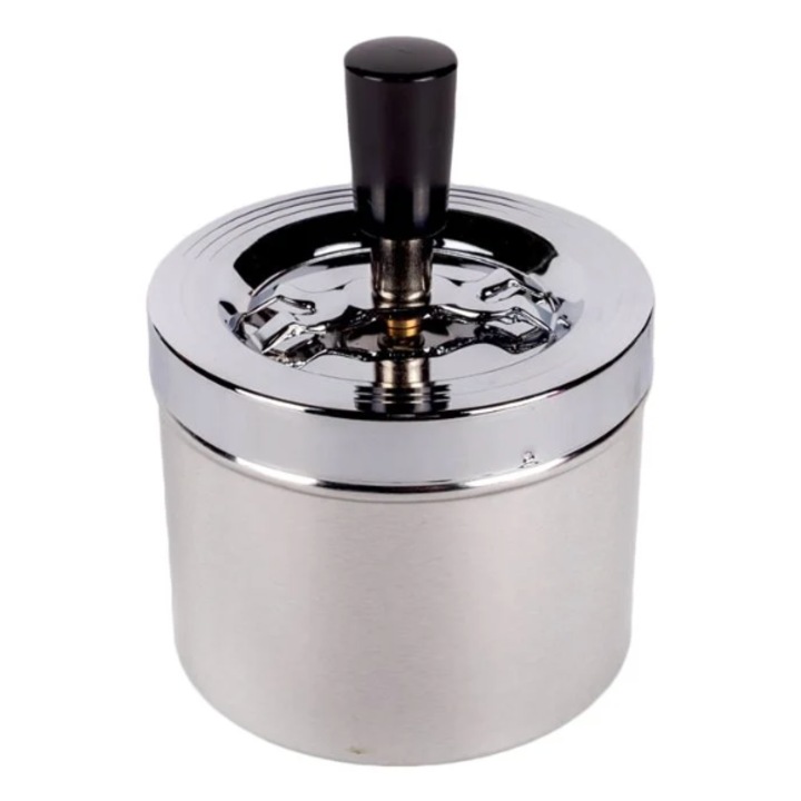 Szélálló fém hamutartó matt ezüst Ø9x14cm