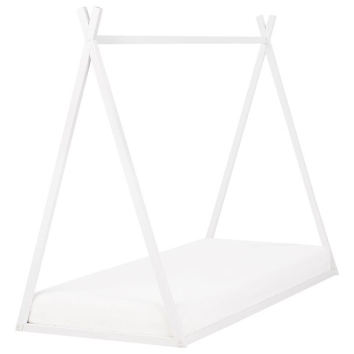 Pat tip casa pentru copii din lemn de pin 90 x 200 cm alb Saurat