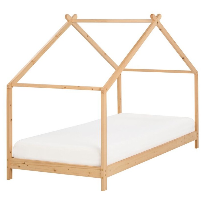 Pat tip casa pentru copii din lemn de pin deschis 90 x 200 cm Orlu