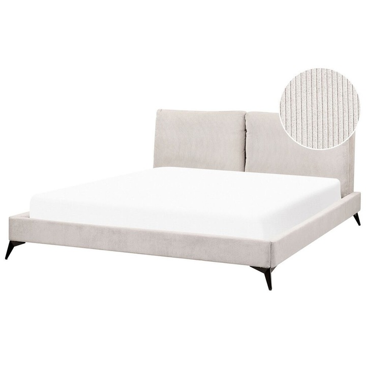 Pat cu lamele Velur Melle 180 x 200 cm Bej deschis