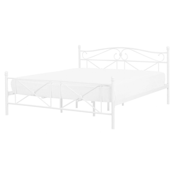 Pat cu lamele Metal Rodez 140 x 200 cm Alb