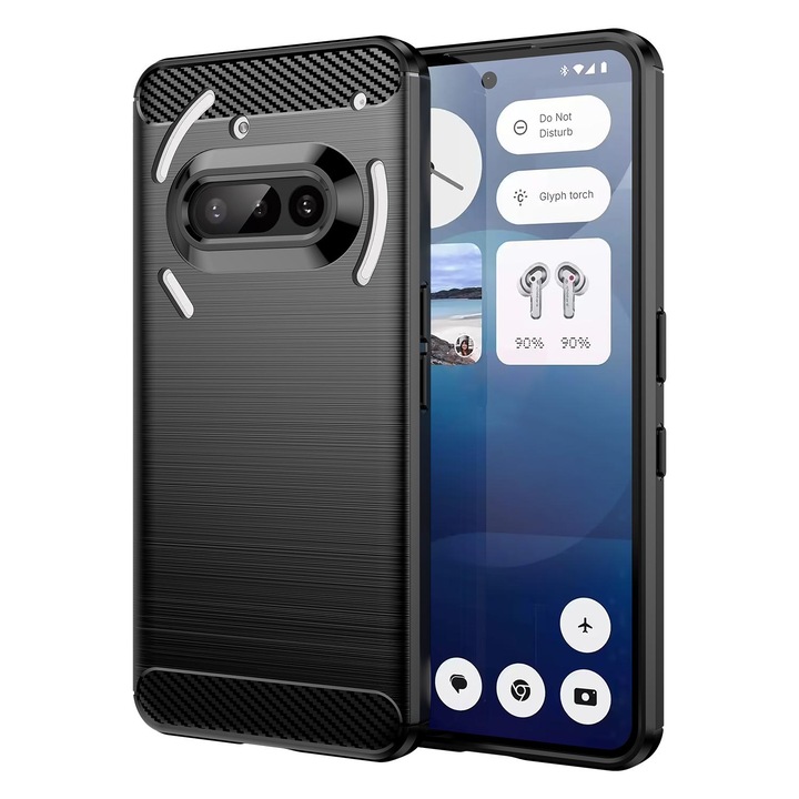 Case for Nothing Phone (3a) Daden Carbon гъвкав удароустойчив, хибриден удароустойчив, черен
