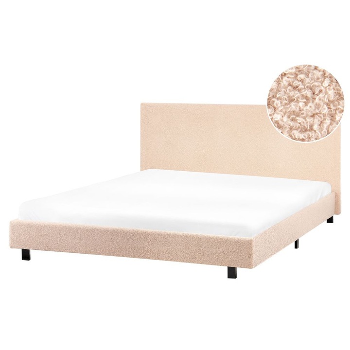 Pat cu lamele Boucle Albi 160 x 200 cm Bej