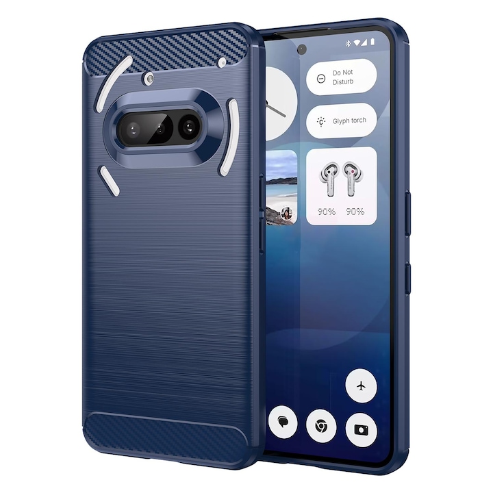 Case for Nothing Phone (3a) Daden Carbon гъвкав удароустойчив, хибриден удароустойчив, син