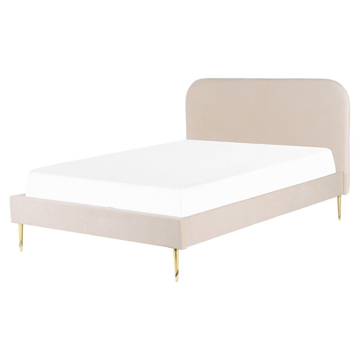 Pat cu lamele Catifea Flayat 140 x 200 cm Bej deschis