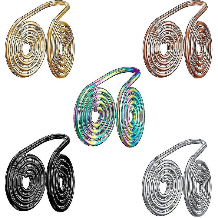 Cercei Keloid, set 5 perechi, inox 316L, placat cu aur 18K, multicolor, 16G, 12mm