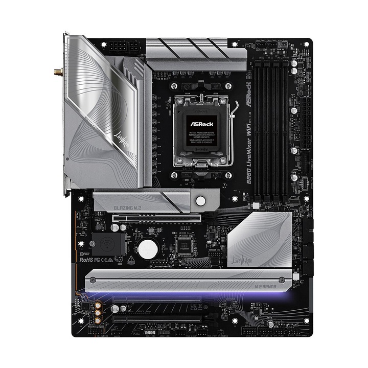 Дънна платка Asrock B850 LiveMixer WiFi, Socket AM5, 4 DIMM слота, 305x244mm, Черна