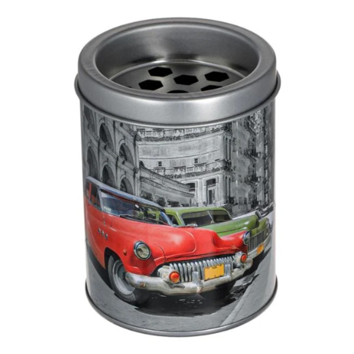 Ezüst fém hamutartó autómodell Ø8x10cm