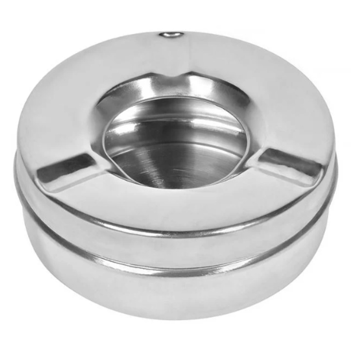 Kerek fém hamutartó ezüst Ø9,5x3,5cm