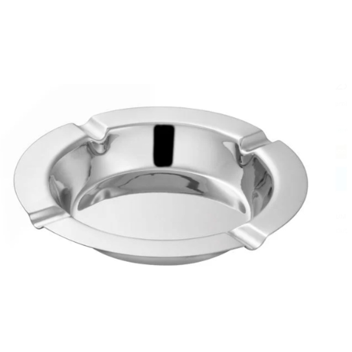 Kerek fém hamutartó ezüst Ø12x2cm