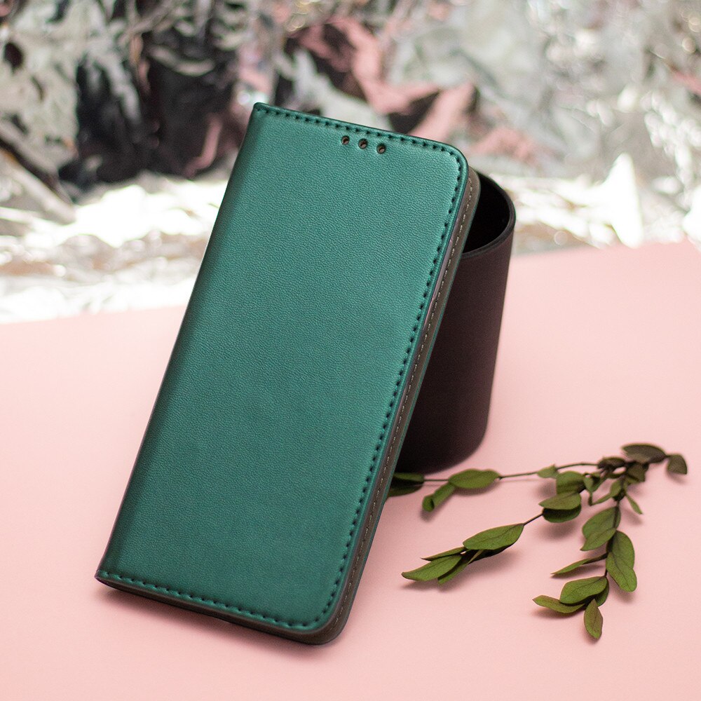 Husa carte flip stand, G-Tech, compatibila cu Motorola G57 Power, Buzunar interior pentru card, Protectie completa si practica, Verde Inchis