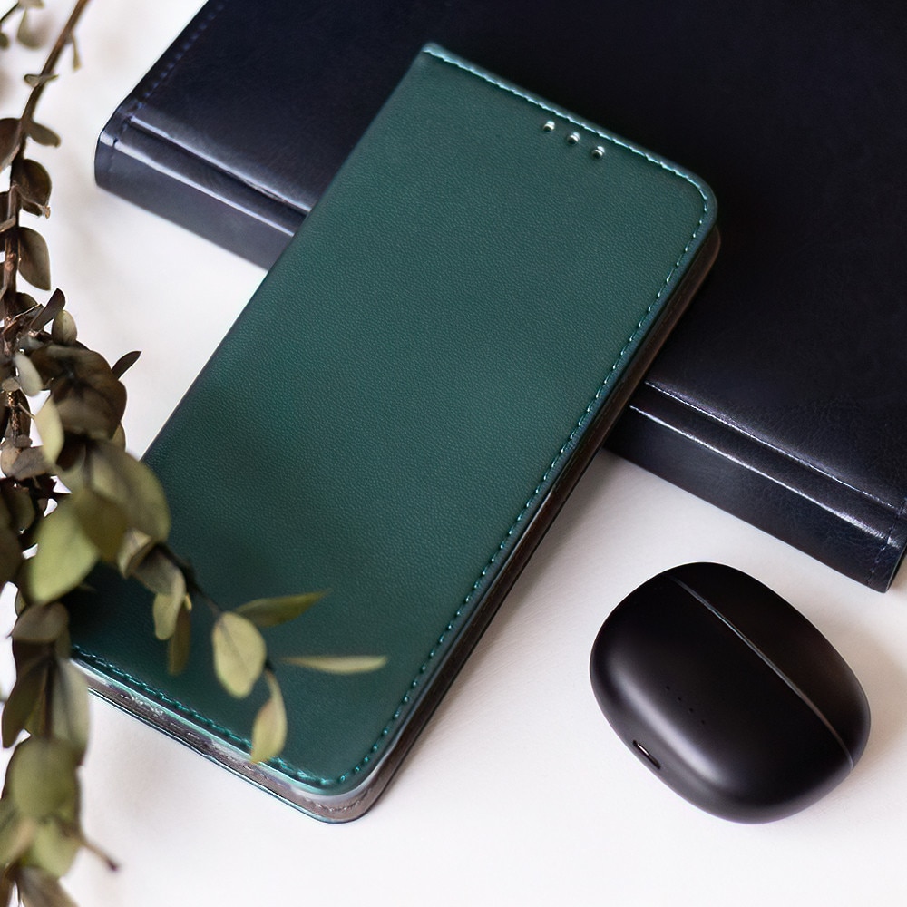 Husa carte flip stand, G-Tech, compatibila cu Motorola G57 Power, Buzunar interior pentru card, Protectie completa si practica, Verde Inchis