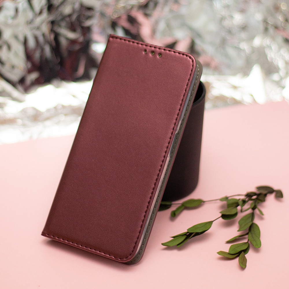 Husa tip carte compatibila cu Oppo Reno 14 FS/ Reno14 F, G-Tech Flip Book, inchidere magnetica, buzunar card, premium stand, Visiniu