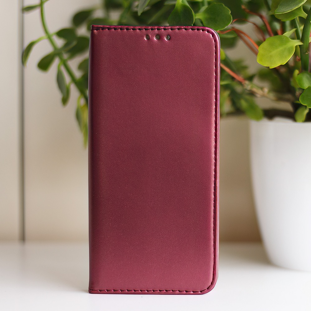 Husa tip carte compatibila cu Oppo Reno 14 FS/ Reno14 F, G-Tech Flip Book, inchidere magnetica, buzunar card, premium stand, Visiniu