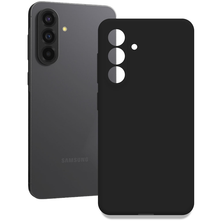 Husa pentru Samsung Galaxy A56 5G, Color Shield, Interior de catifea, Suprafata aderenta, Protectie antisoc, Margini ridicate, Regular Fit, Silicon, Negru