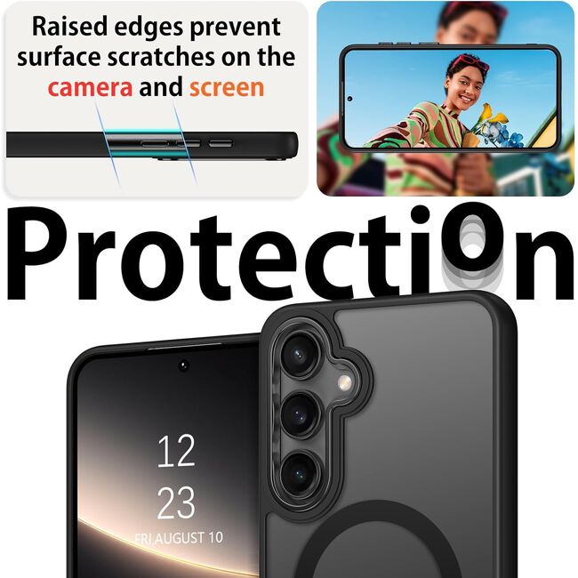 Husa compatibila cu Samsung S21Plus, Tehnologie Magsafe, cu protectie de camera, Negru