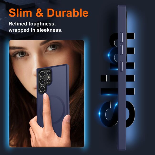 Husa compatibila cu Samsung S21Plus, Tehnologie Magsafe, cu protectie de camera, Negru