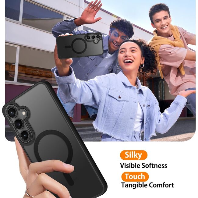 Husa compatibila cu Samsung S21Plus, Tehnologie Magsafe, cu protectie de camera, Negru