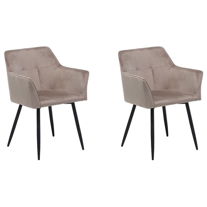 Set de 2 scaune dining Jasmin Catifea Taupe
