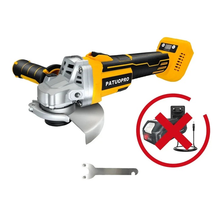 Polizor unghiular 125mm, motor fara perii, control viteza variabil, fara baterie, priza EU