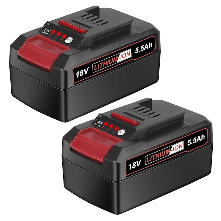 Литиево-йонна батерия 18V, 5.5Ah, комплект от 2, съвместима с инструменти Einhell