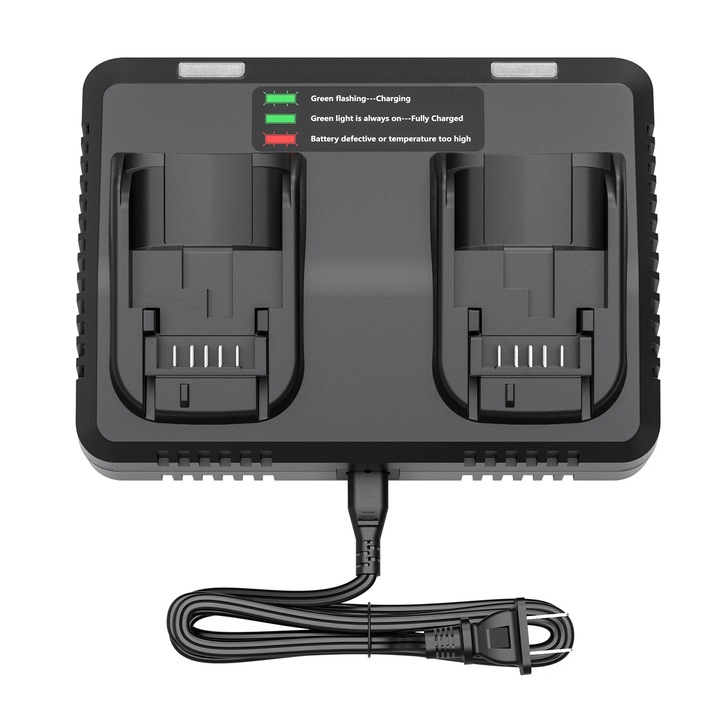 Incarcator pentru Acumulatori de Scule Electrice, Incarcator Dublu 6A, Li-ion 18–60 V, Incarcare Rapida, Stecher UE 220 V, Bej