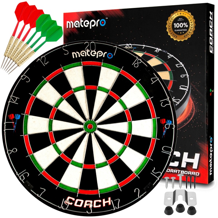 MatePro COACH darts készlet, 45,5 cm, szizál, 6 fém nyíl, többszínű