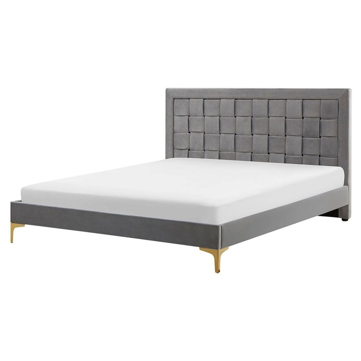 Pat cu lamele Catifea Limoux 140 x 200 cm Gri