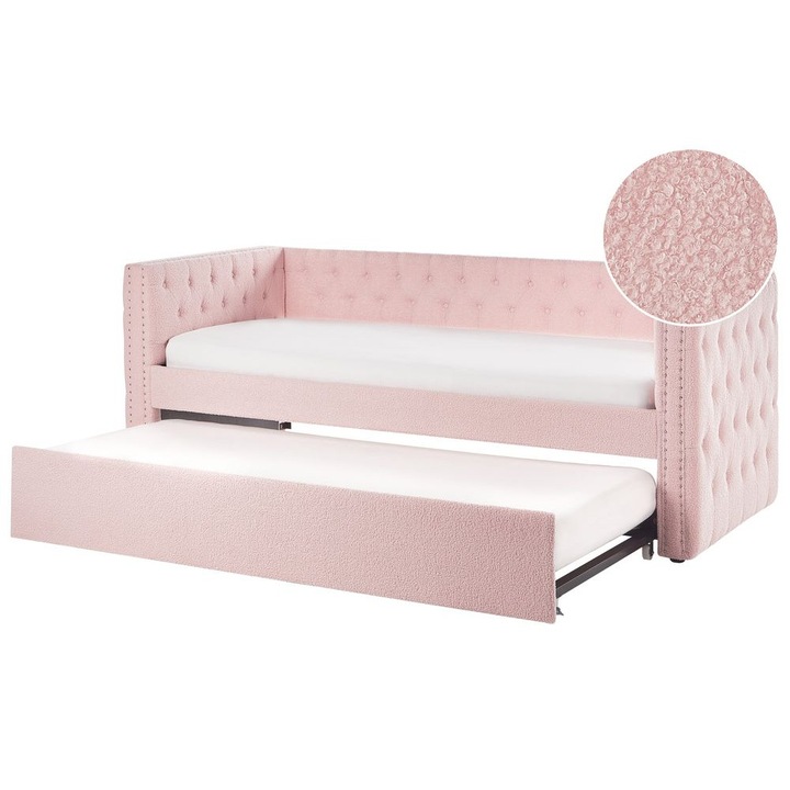 Pat extensibil Boucle Gassin 90 x 200 cm Roz pastel