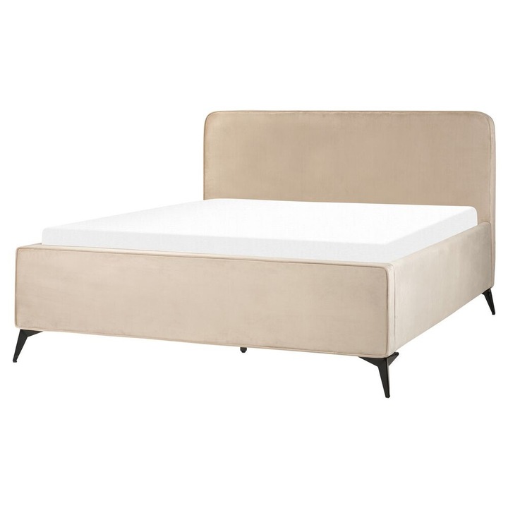 Pat cu lamele Catifea Valognes 160 x 200 cm Taupe