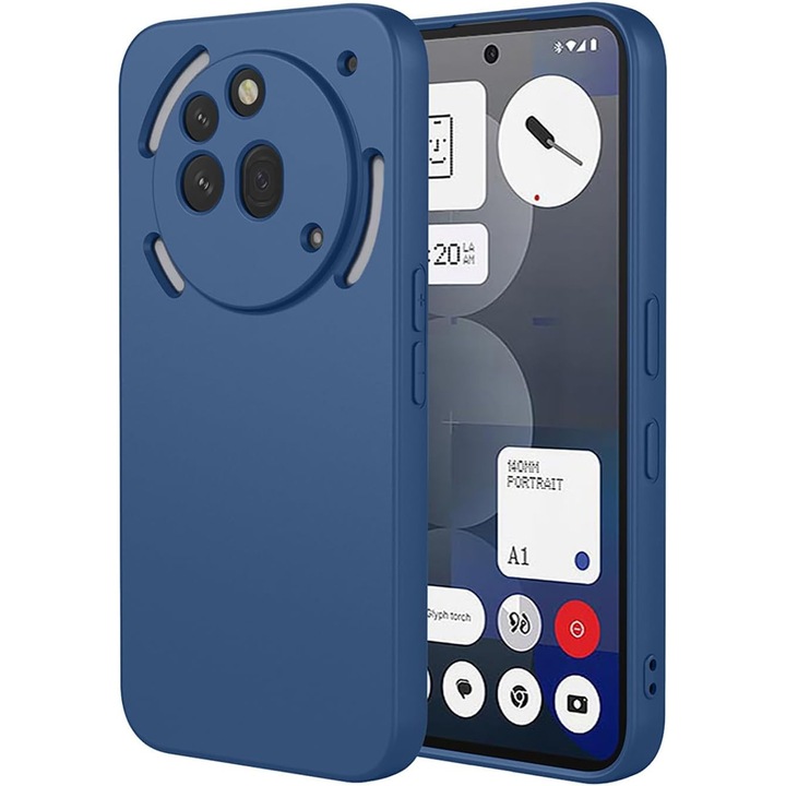 Case for Nothing Phone (3a) Pro Liquid Silicone тънък, подплатен с микрофибърна защита срещу пръстови отпечатъци, син