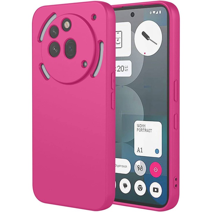 Case for Nothing Phone (3a) Pro Liquid Silicone тънък подплатен с микрофибърна защита срещу пръстови отпечатъци Фуксия